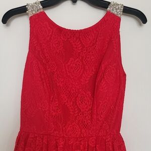 City Triangles Red Lace Backless Dress